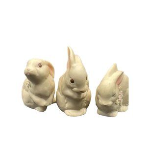 3 Spring Easter Bunny Rabbit Figuirines Made in Malaysia for Oxford Height 3.50"